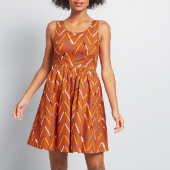 Modcloth Dresses & Skirts - Modcloth Orange Chevron Dress
